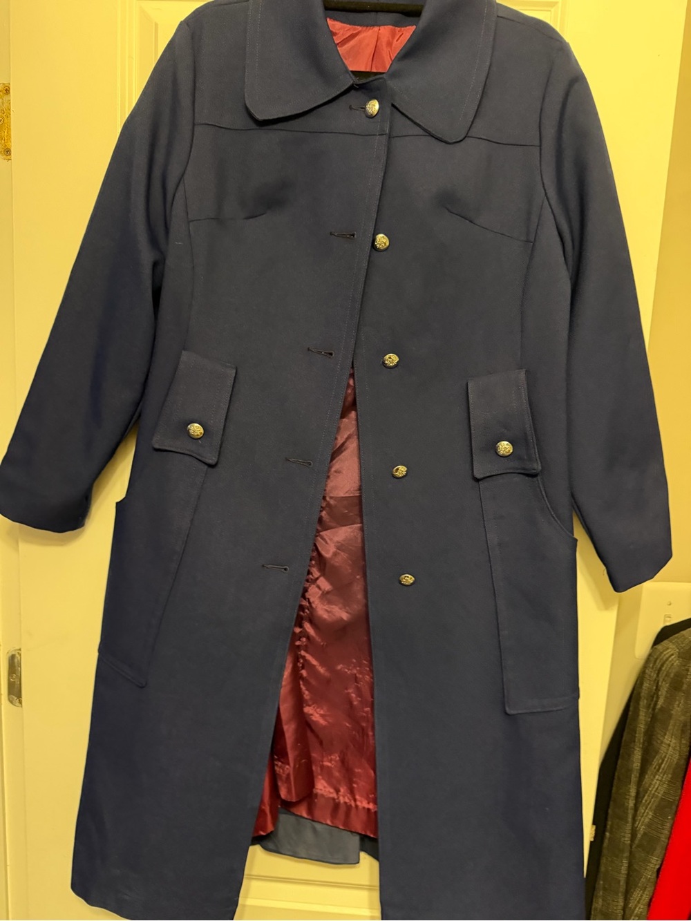 Women's Navy Trench Coat with Contrasting Lining